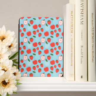 Red Apple Fruits Sketch on Light Blue Kindle Cover
