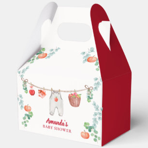 Red Apple Garden Clothesline Baby Shower Favor Boxes