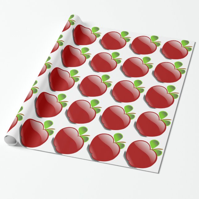 RED APPLE Glossy Wrapping Paper (Unrolled)