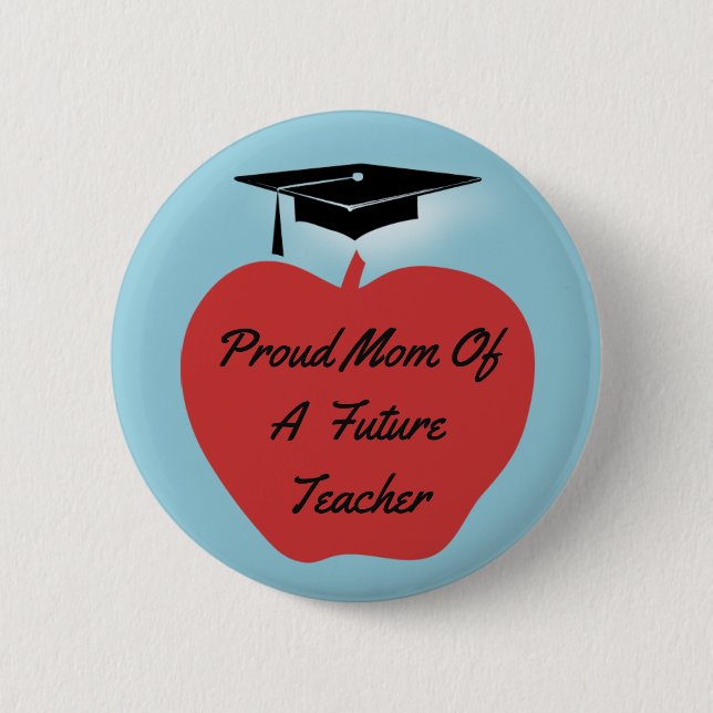 Red Apple Graduation Teacher Pinback Button (Front)