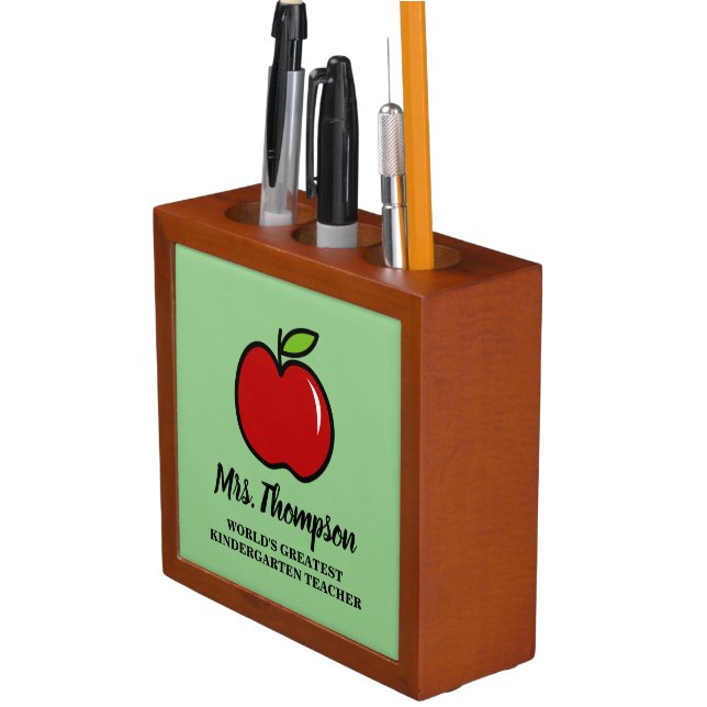 Red apple greatest kindergarten school teacher desk organizer (In Situ)