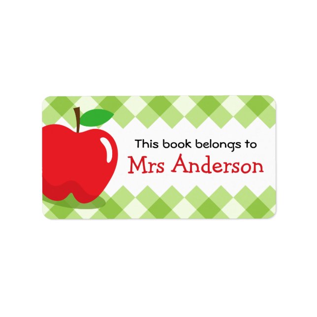 Red apple green gingham bookplate book (Front)