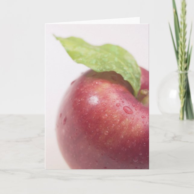 Red Apple Green Leaf Card (Front)