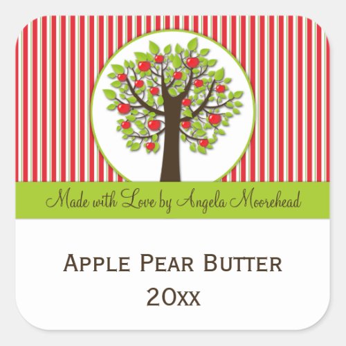 Red Apple Green Leaves Food Sticker