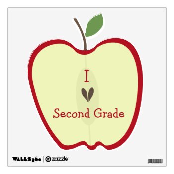 Red Apple Half I Love Second Grade Wall Decal by thepinkschoolhouse at Zazzle