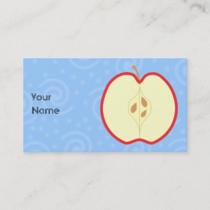 Red Apple Half. Swirl Pattern Background. Business Card