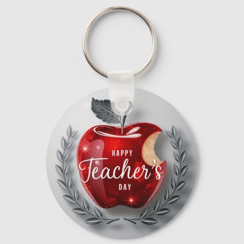 Red Apple Happy Teachers Day Keychain