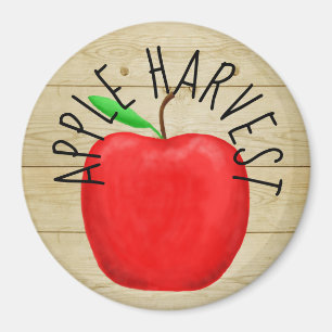 Red Apple Harvest Wooden Sign Magnet