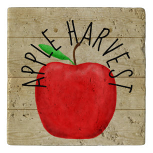 Red Apple Harvest Wooden Sign Trivet