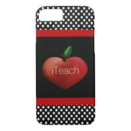 Red Apple Heart Teacher's iPhone 7 case