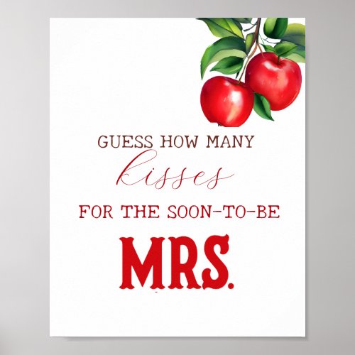 Red Apple how many kisses bridal shower game  Poster