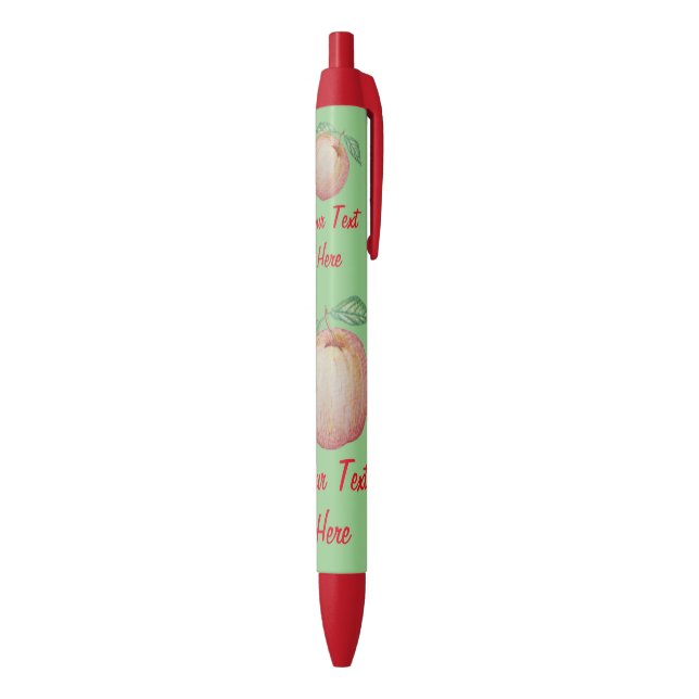 Red apple illustration with green leafs design pen (Bottom (Vertical))