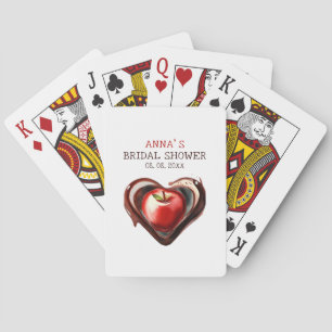 Red Apple in Chocolate Bridal Shower Poker Cards