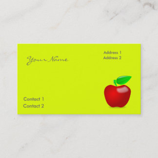 red apple in fluorescent yellow business card