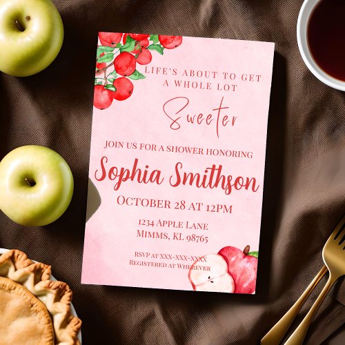 Red Apple Inspired Shower Invitation