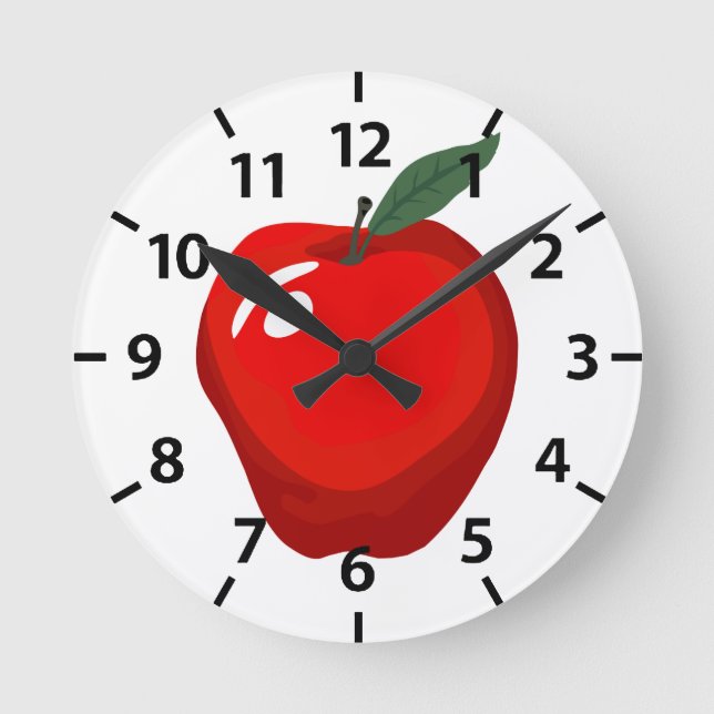 Red Apple Kitchen Clock (Front)