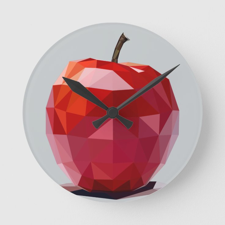 Red Apple Kitchen Wall Clock Zazzle