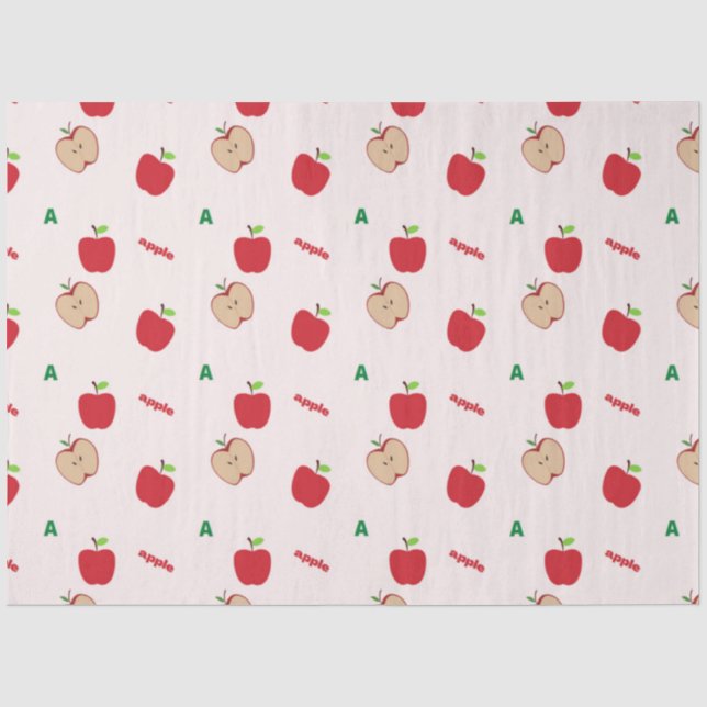 Red Apple Letter A Pattern  | Cute Back to School Tissue Paper (Front)