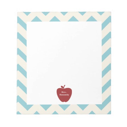 Red Apple Light Blue Chevron Teacher Notepad