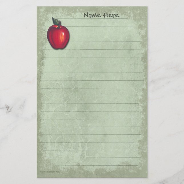 Red Apple Light Green Stationery (Front)
