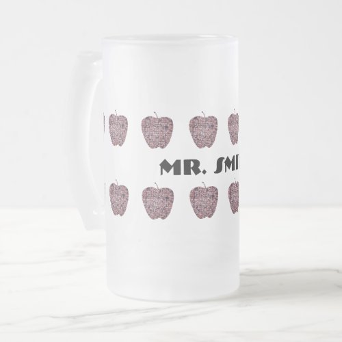 Red Apple Male Teacher Appreciation Thank You Frosted Glass Beer Mug