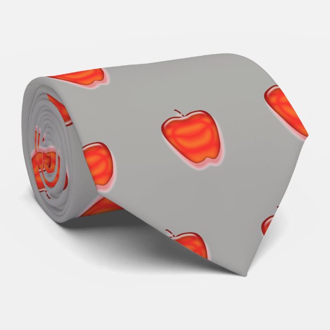 Red Apple Male Teacher Appreciation Thank You Neck Tie (Rolled)