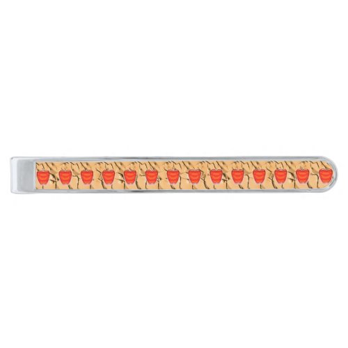 Red Apple Male Teacher Appreciation Thank You Silver Finish Tie Bar