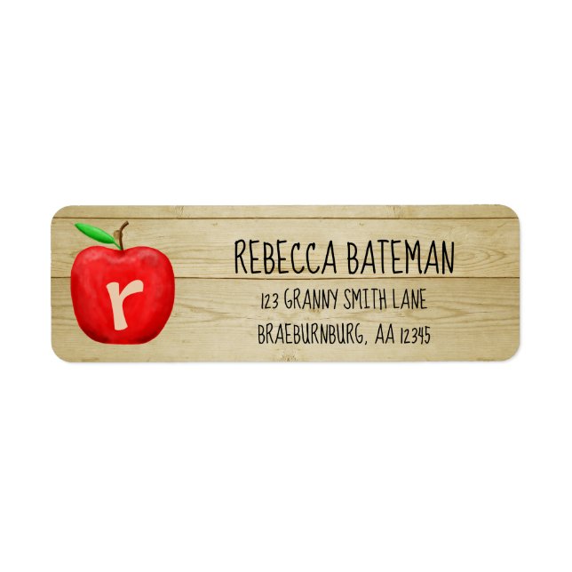 Red Apple Monogram Address Label (Front)