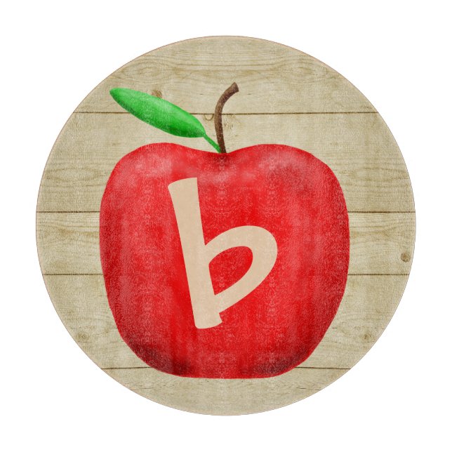 Red Apple Monogram Cutting Board (Front)