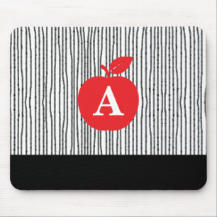 Red Apple Monogram Mouse Pad