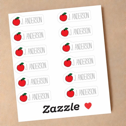 Red Apple Name Stickers for Teachers _ Set of 12
