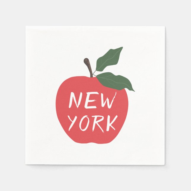 Red apple New York party Napkins (Front)