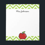 Red apple notepad for teacher | Personalized name<br><div class="desc">Red apple notepad for teacher | Personalized name. Teaching gifts. Vector chevron pattern. Zig Zag design.</div>