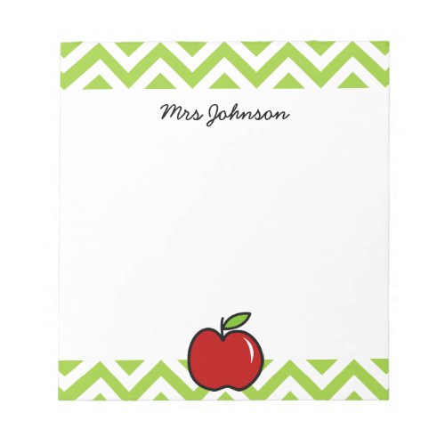 Red apple notepad for teacher  Personalized name