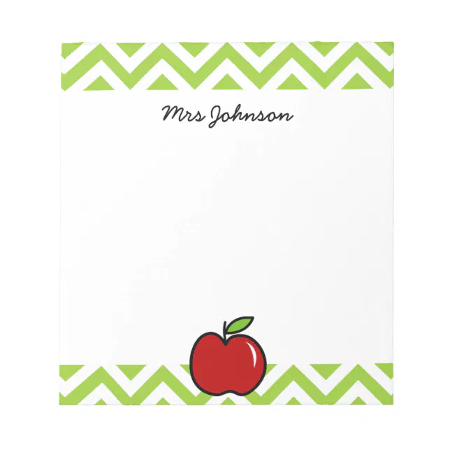 Red apple notepad for teacher | Personalized name | Zazzle