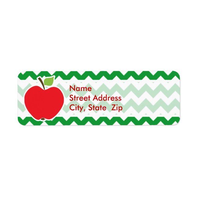 Red Apple on Retro Kelly Green Chevron Stripes Label (Front)