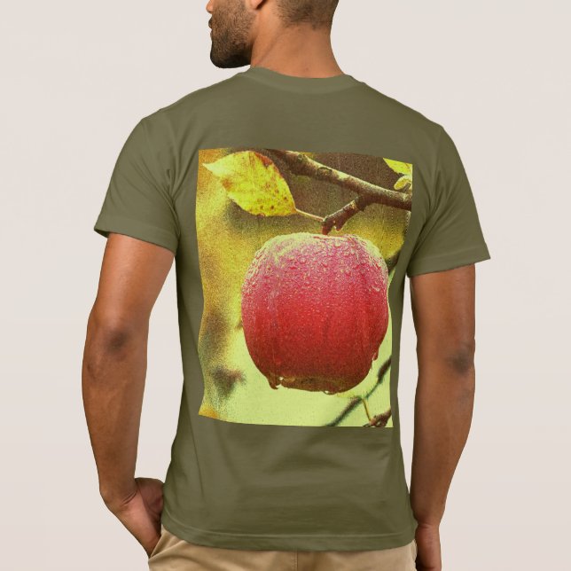 "Red Apple on Tree" Cute Photo. Buy Now T-Shirt (Back)