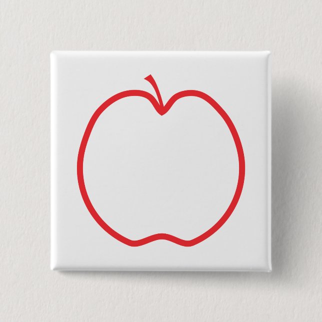 Red Apple Outline. Pinback Button (Front)