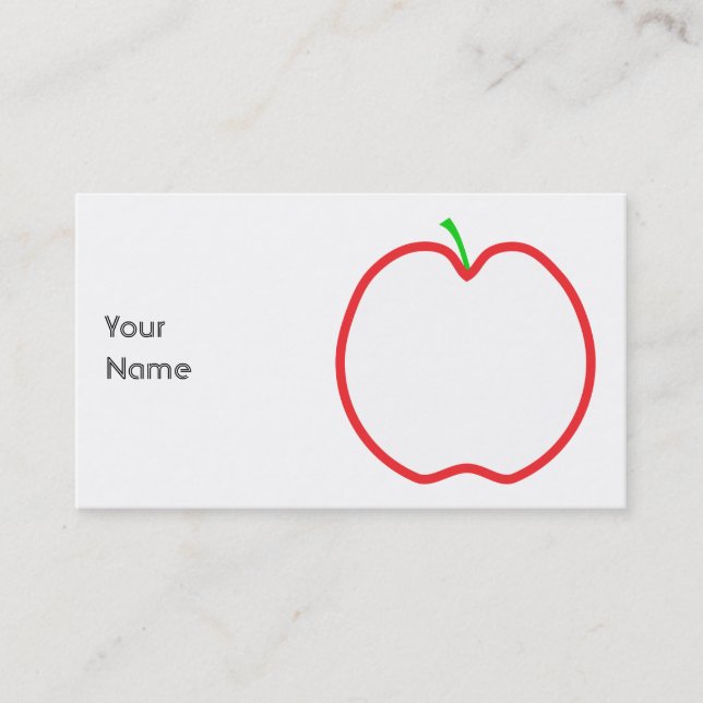 Red Apple Outline. White center, Green stem. Business Card (Front)