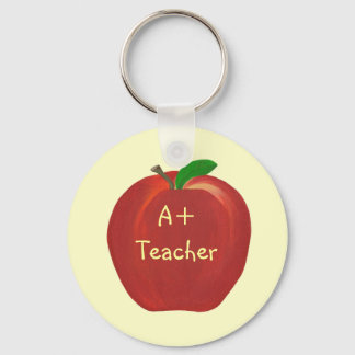 Red Apple Painting, A+ Teacher key chains