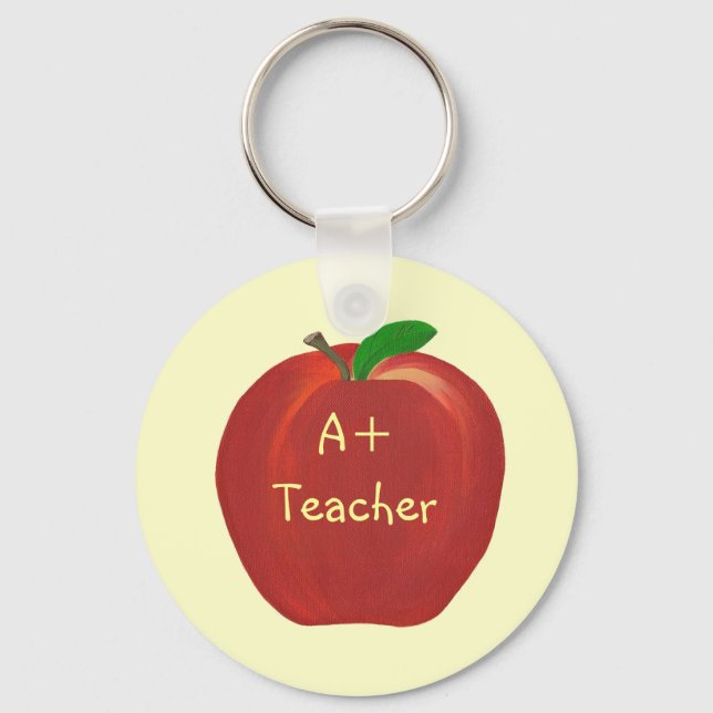 Red Apple Painting, A+ Teacher key chains (Front)