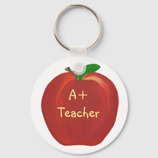 Red Apple Painting, A+ Teacher keychains