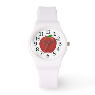 Red Apple Painting and Numbers Watch