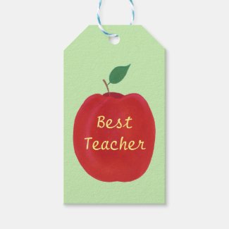 Red Apple Painting Best Teacher Gift Tags