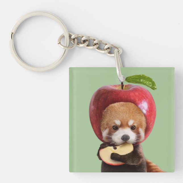 Red Apple Panda Keychain (Front)