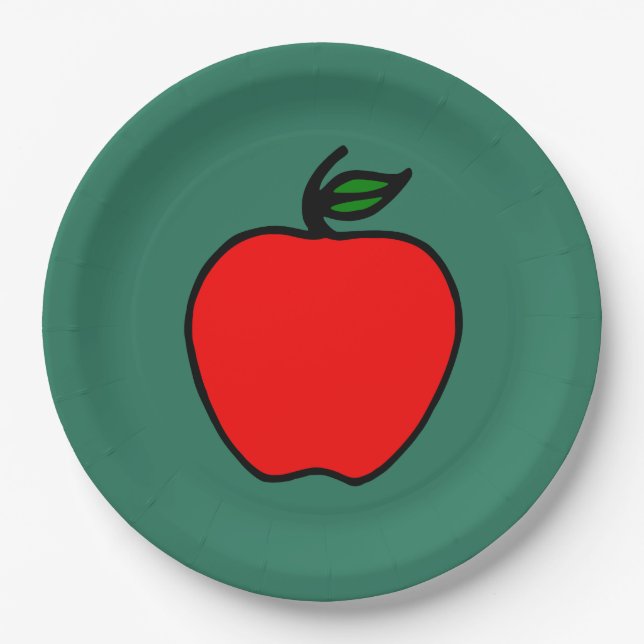 Red Apple Paper Plates  (Front)