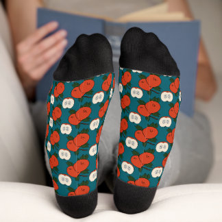 Red Apple Pattern All Over Print Crew Socks