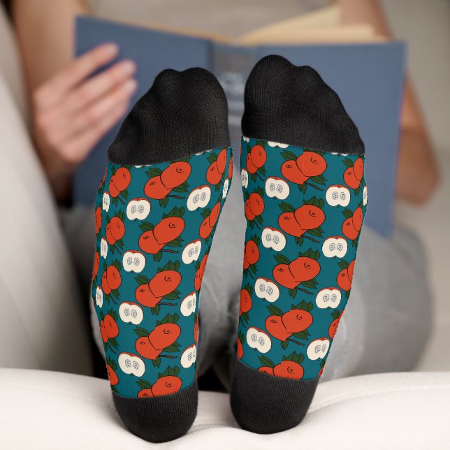 Red Apple Pattern All Over Print Crew Socks (Bottom)