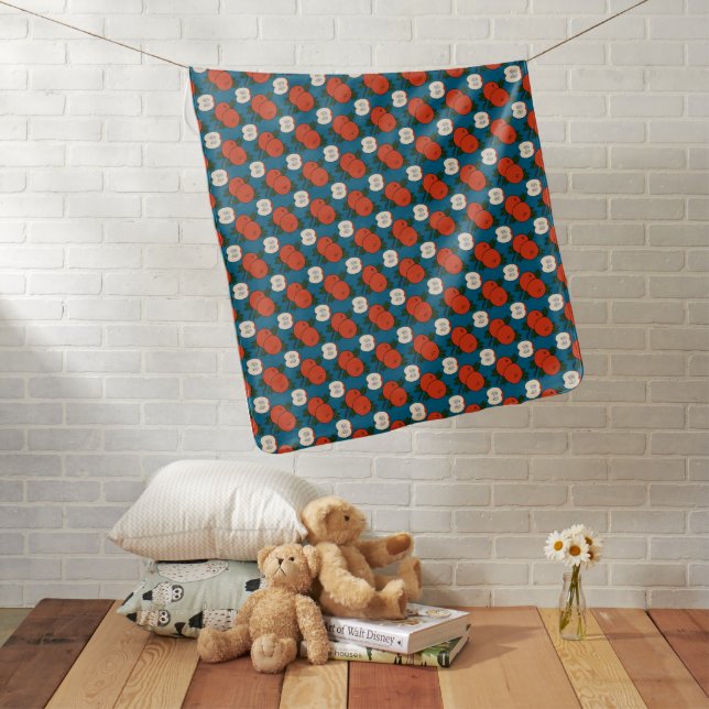 Red Apple Pattern Baby Blanket (In Situ)