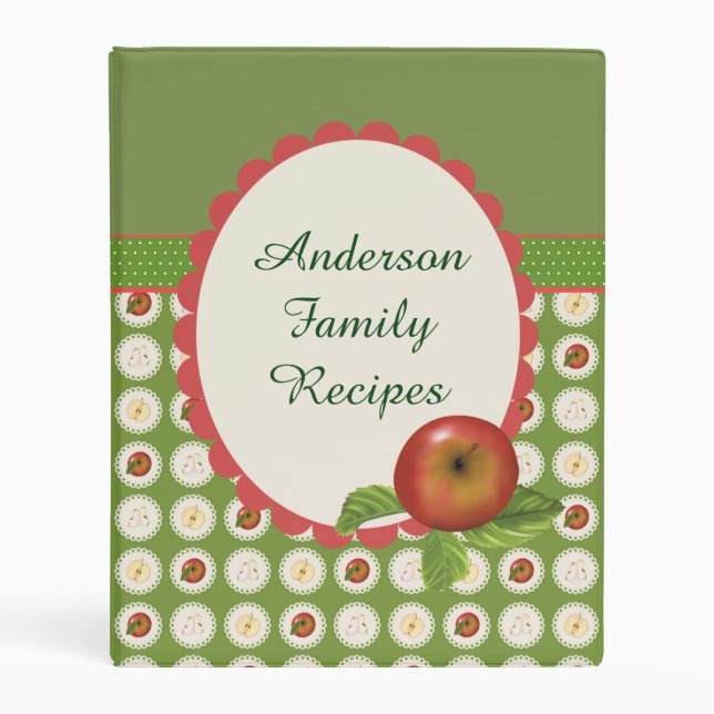 Red Apple Pattern Family Recipe Mini Binder (Front)